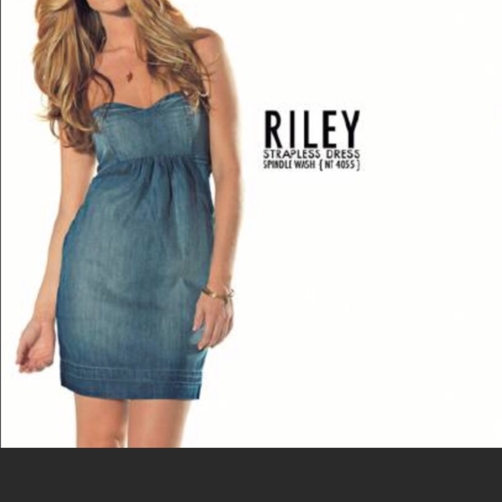 Level 99 strapless denim mini, size XS, NWOT